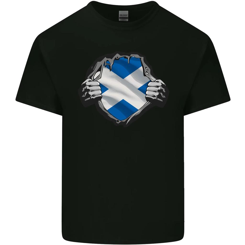 Scottish Flag Ripped Torn Gym Scotland Kids T-Shirt Childrens