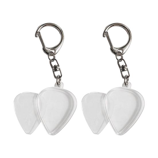 1/2/3Pcs Guitar Pick Holder Keychain Portable Travel Hanging Clear Plastic Pick Storage Case Metal Key Ring Guitarists Guitar Lovers Gift