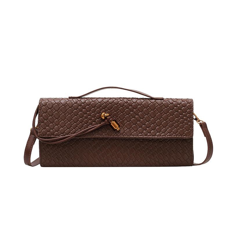 New Woven Bag Single Shoulder Baguette Bag Niche High-end Horizontal Hand-held Dinner Bag Crossbody Versatile Temperament Bag