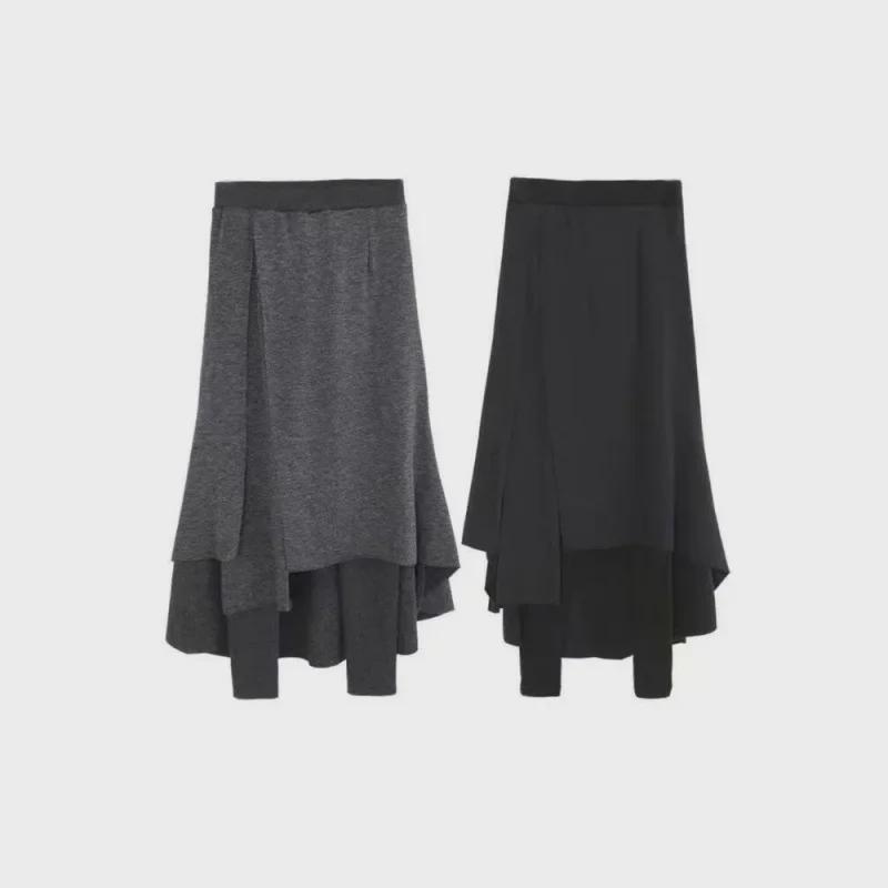 Women's Irregular Skirt Pants: Unique Multi-Layer Design, Large Size, Fake Two-Piece Style