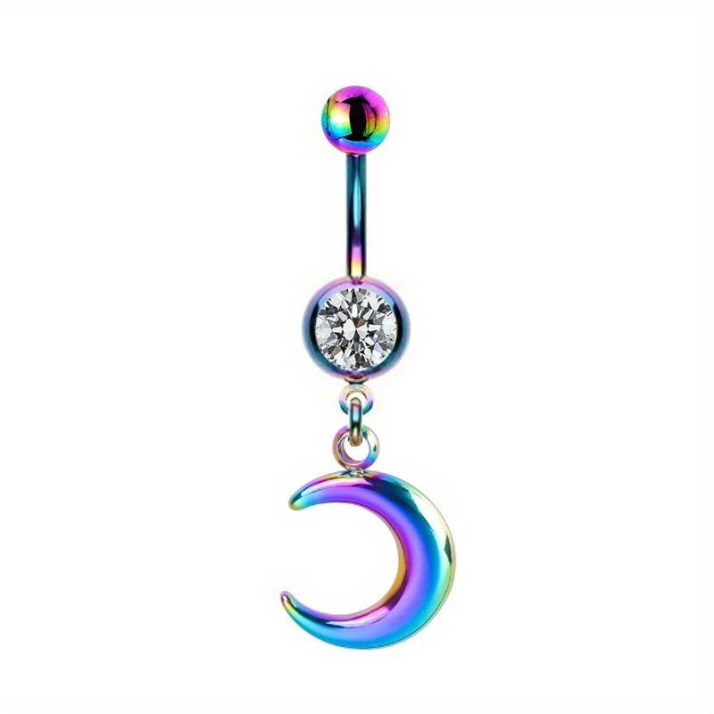 1pc Stainless Steel Gradient Blue Purple Animal Planet Navel Ring Alien Piercing Navel Ornament