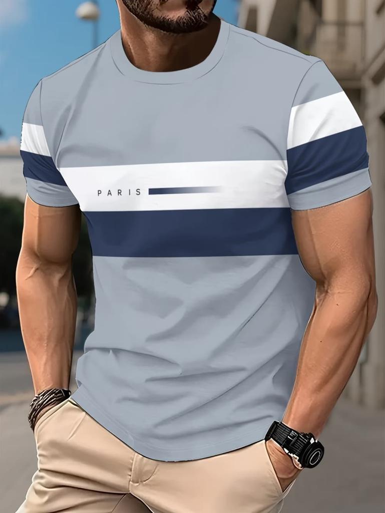 Summer Simple Print Men's Clothing Fashion Loose Men's T-Shirt Summer Outdoor Breathable Men Top New Round Neck Men Short Sleeve