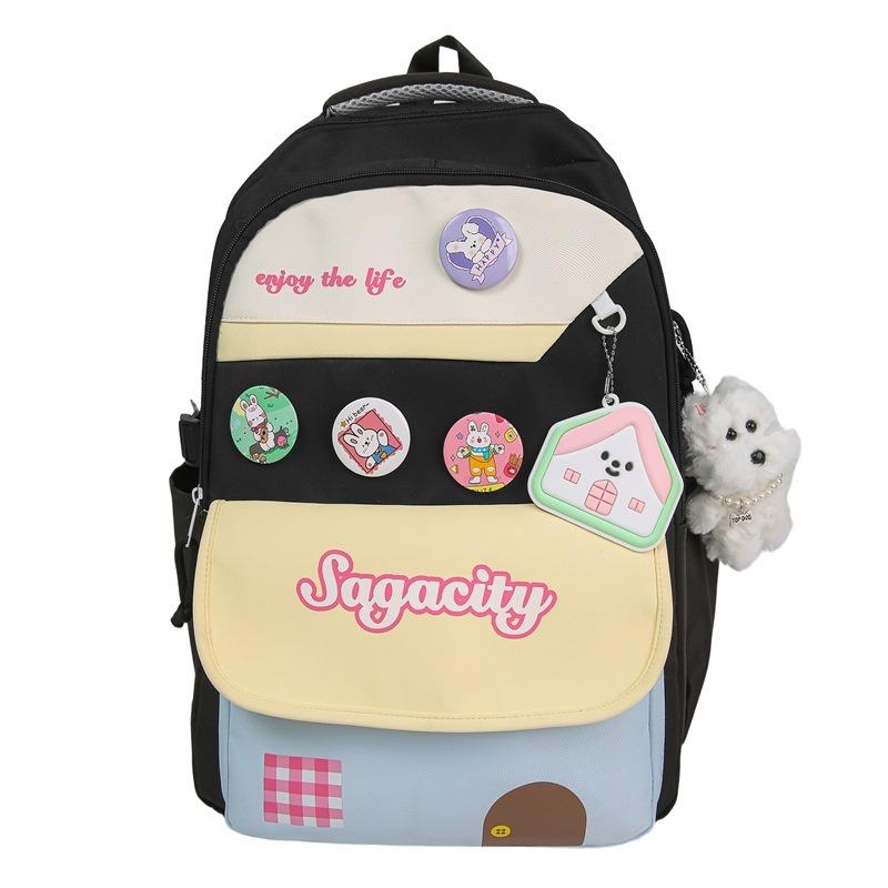 College Style, High Value, Fresh and Sweet Backpack, Junior High School Students Contrasting Color Splicing Large-capacity Backpack