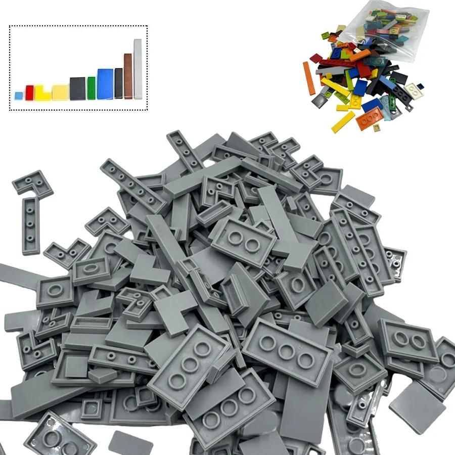 150Pcs Bulk Smooth Flat Plate Building Block 1x1 1x2 1x6 Dots Thin Tile Bricks For Kid Toy Mixed Particle Compatible Brand