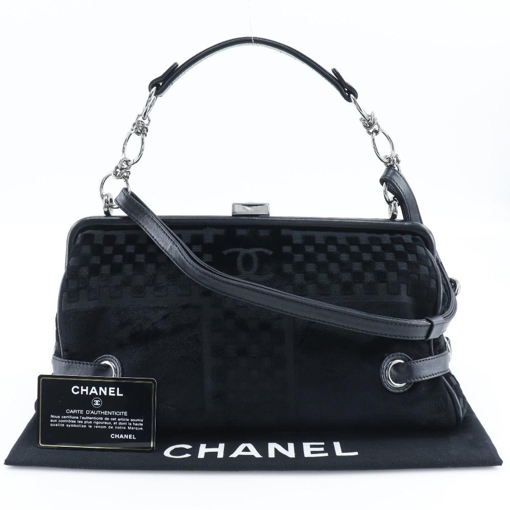Chanel ChainShoulder Shoulder Bag A33096 COCO Mark Gamaguchi 2WAY Black Velor Women Used