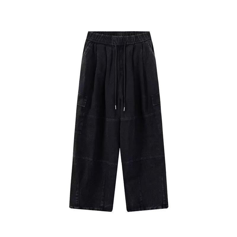 Y2K Modne Spodnie Jeansowe Z Sznurkiem Dorywczo Baggy Cargo Damskie Proste Szerokie Nogawki Spodnie Dresowe