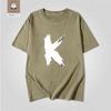 Artistic Letter K Printed White Short Sleeved Unisexs And Unisexs American Street Loose Pure Cotton Personalized Simple Tshirt