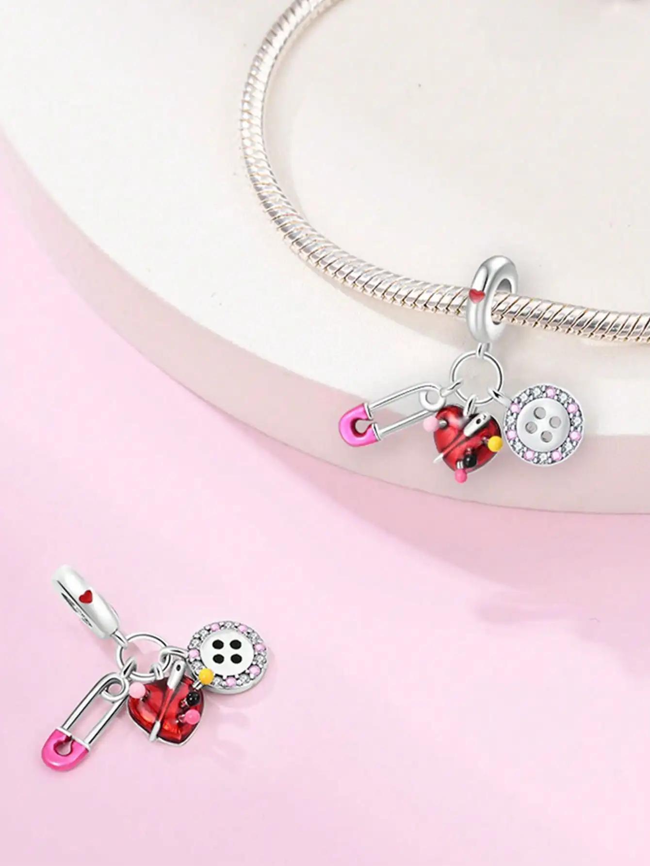 

Charms Plata Copper Colors Coffee Strawberry Jam Cocoa Beans Beads Pendant For Original Bracelet For Women Diy Jewelry Love Gift