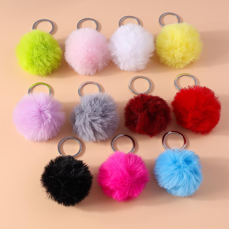 Cute Soft Fluffy Ball Keychain Plush Faux Rabbit Fur Key Ring Pendant for Women Girls Handbag Decor DIY Jewelry Gift