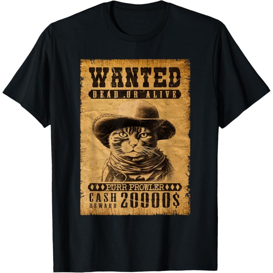 

Funny Cat Bandit Wanted Poster - Western Meowdy Cowboy Cat T-Shirt XXXXXL чёрный