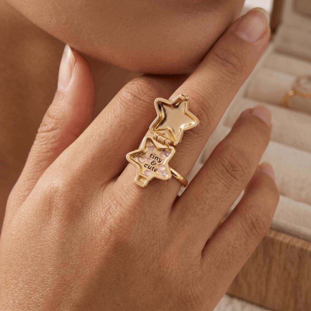 Zinc Zinc Alloy Pendant Choker Pink Gold Color Pentagram Heart Ring Opening Closing Phase Box Necklace  Women