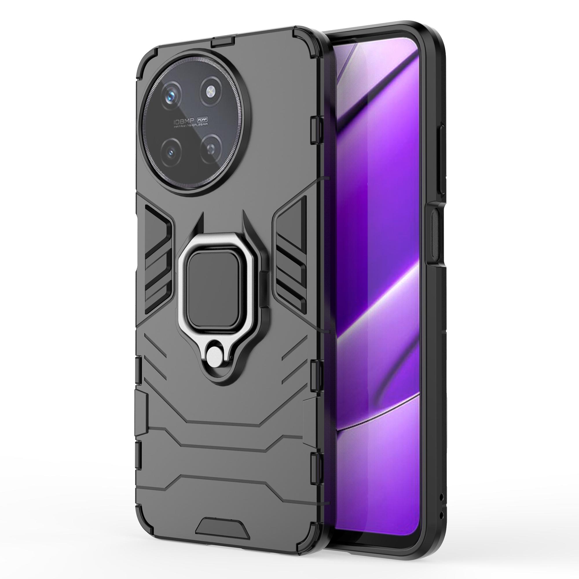 

Для Realme 11 4G (159,9x73,3x7,95 мм) Чехол для телефона PC+TPU с кольцом-подставкой Black