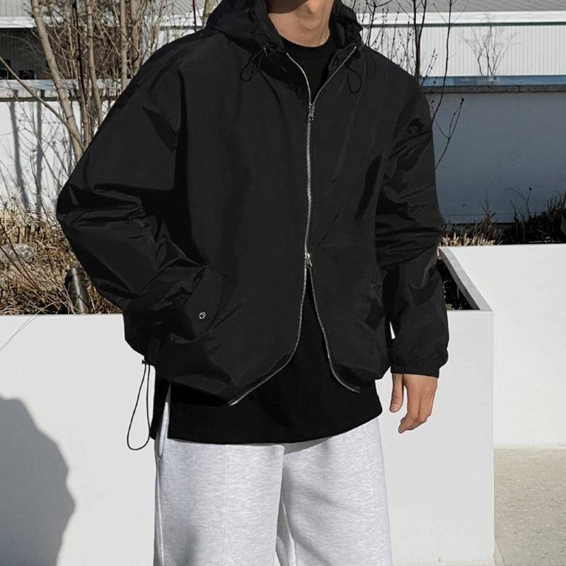 

Куртка с капюшоном в стиле ретро, мужская японская свободная повседневная куртка, осенняя новая универсальная куртка для активного отдыха 2XL чёрный