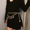 Women Vintage Style Coin Pendant Fringed Waist Chain Sexy Queen Embossed Body Chain