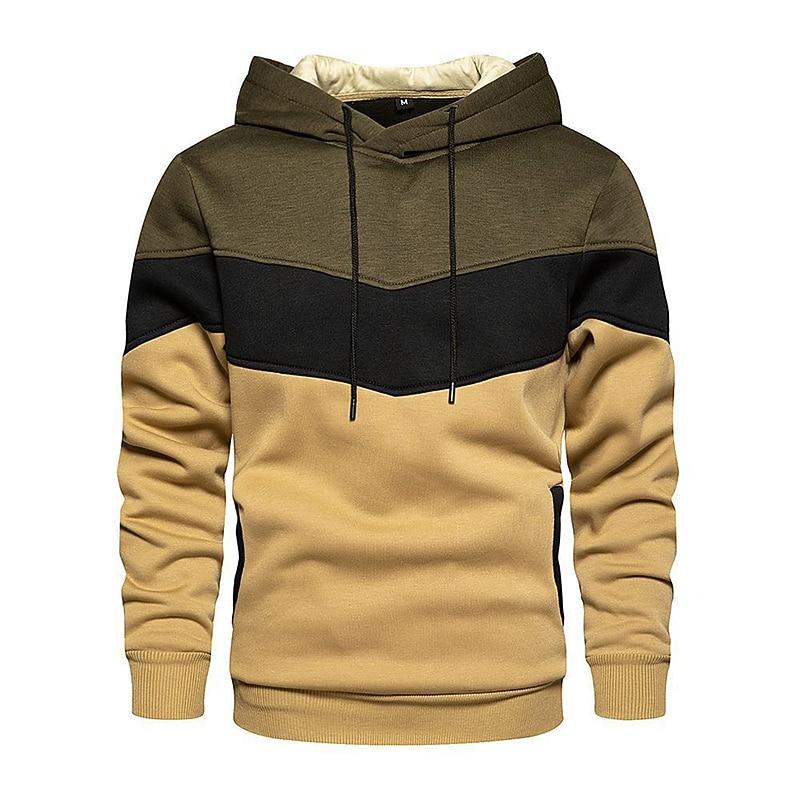

Men s Hoodie Yellow Army Green Orange Red White Hooded Color Block Patchwork Sports & Outdoor Cool Casual 3XL
