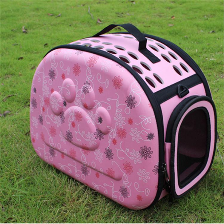 Compact EVA Foldable Pet Carrier: Portable Backpack & Handbag for Cats and Dogs розовый