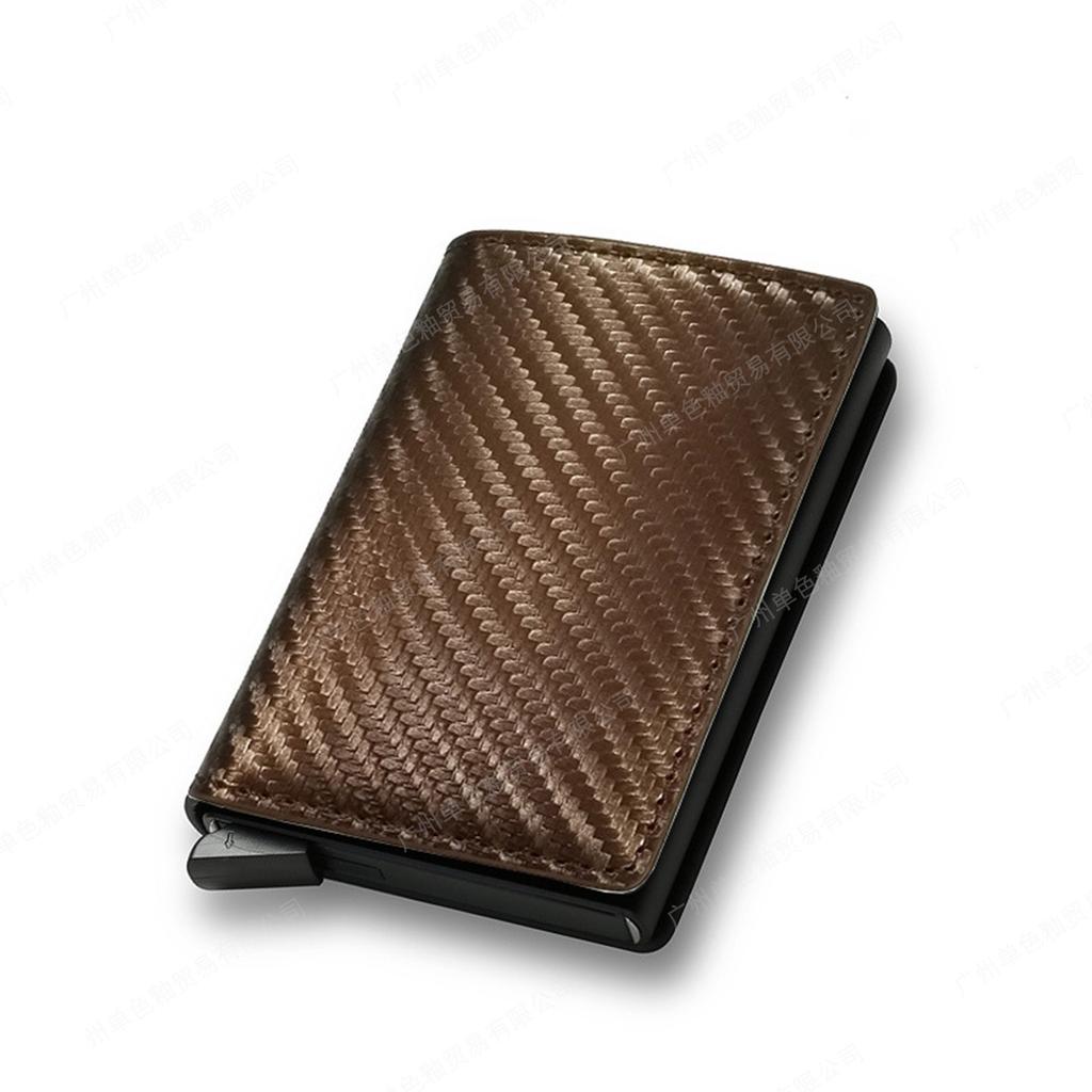 RFID Anti-theft Brush Automatically Pops Up Card Bag Card + Credit Card Metal Card Bag Men's Multi-card Wallet Carbon Fiber