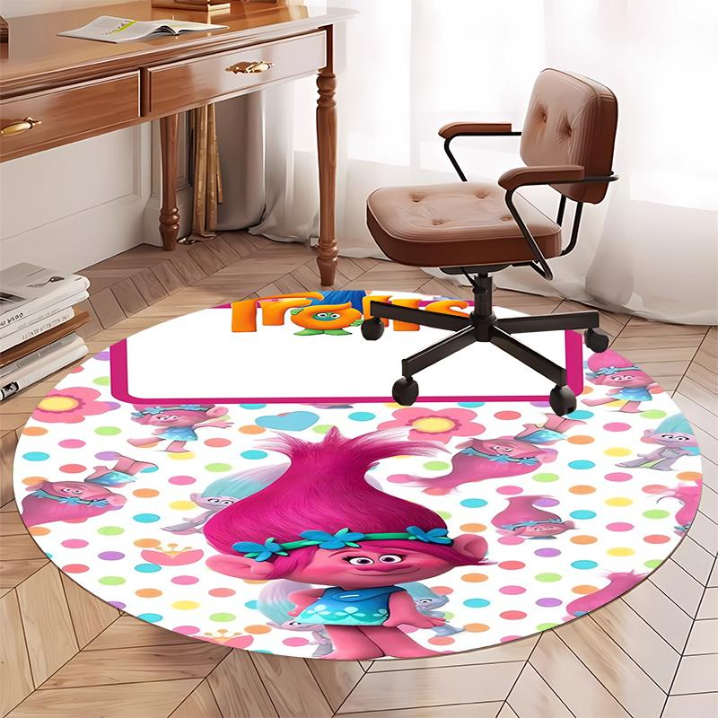 Trolls Printed Round Rug Carpet Chair Rug Area Rug Entryway Doormats,for Office Chair Living Room Bedroom Kitchen Room.