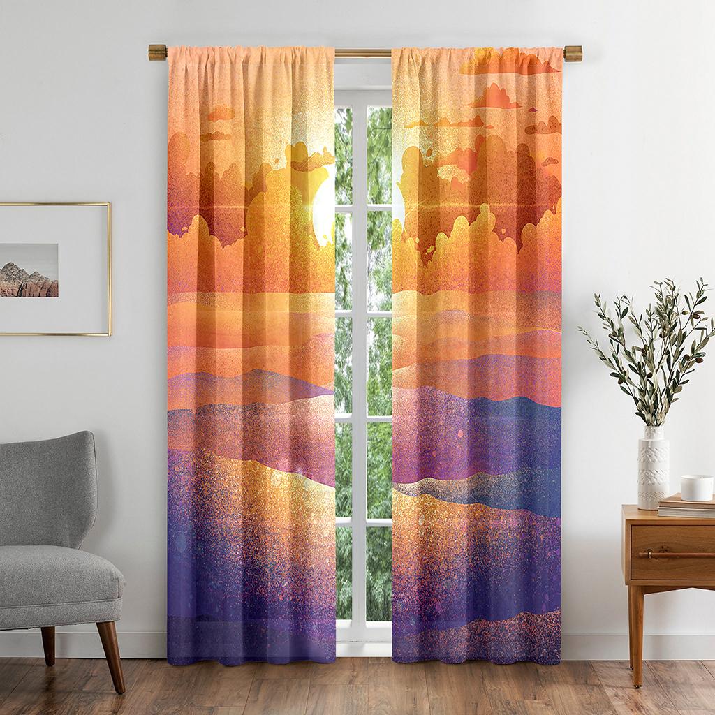 Vivid Colors Nature Landscape View SkyPrinting Room Darkening Window Area Curtain Living Living Space Bedrooms Bathing Room Kitchen Doorways Cabinet