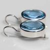 Jianjie 925 Silver Sea Blue Crystal Teardrop Earrings for Women