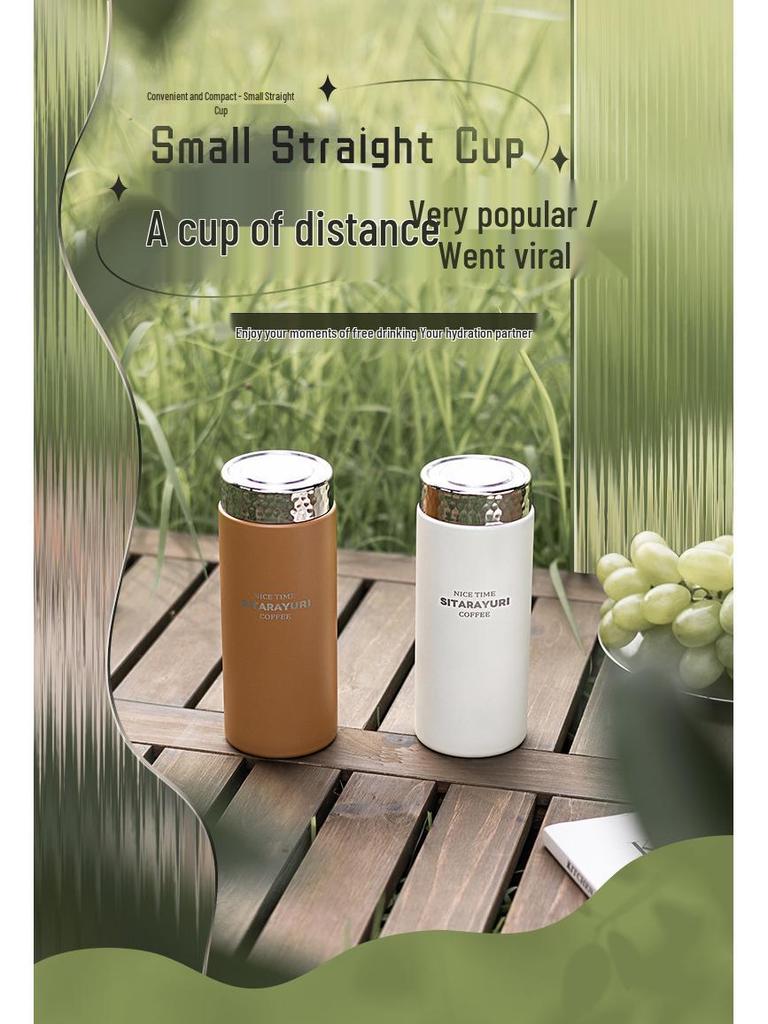 Compact Cute Girly Stainless Steel Thermos Cup - Mini Portable Water Bottle for Students