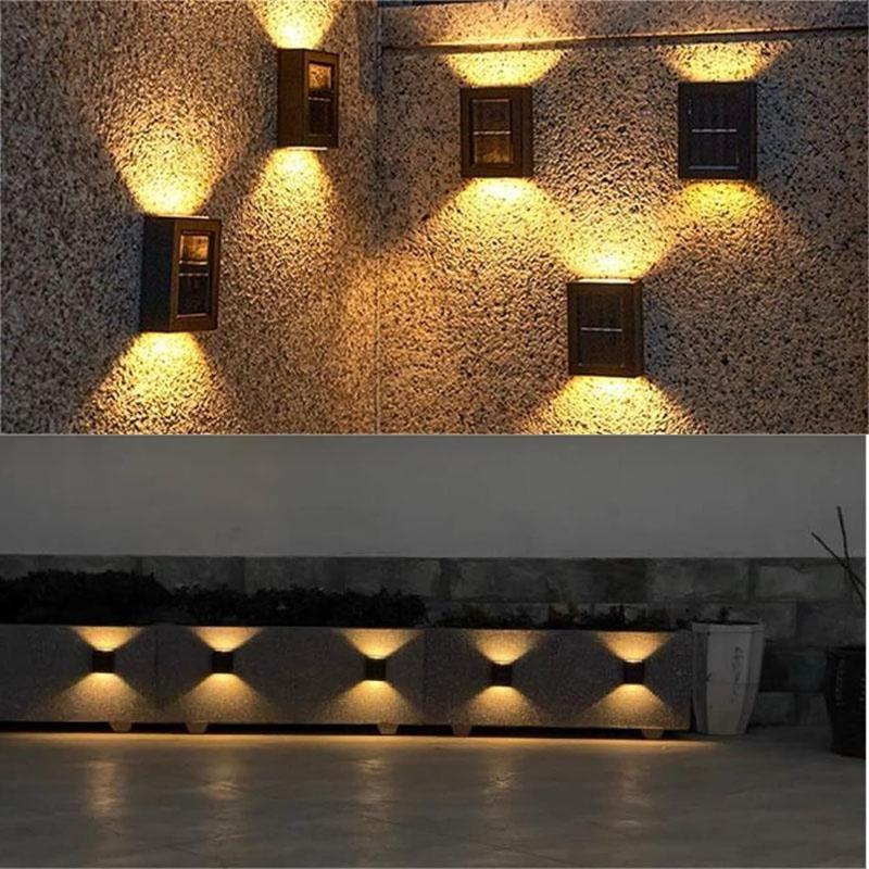 Solar Wall Light ABS Waterproof Up Down Outdoor with Built-in Li-ion Battery for Garden Yard Stairs Decoration Solar Panel Light