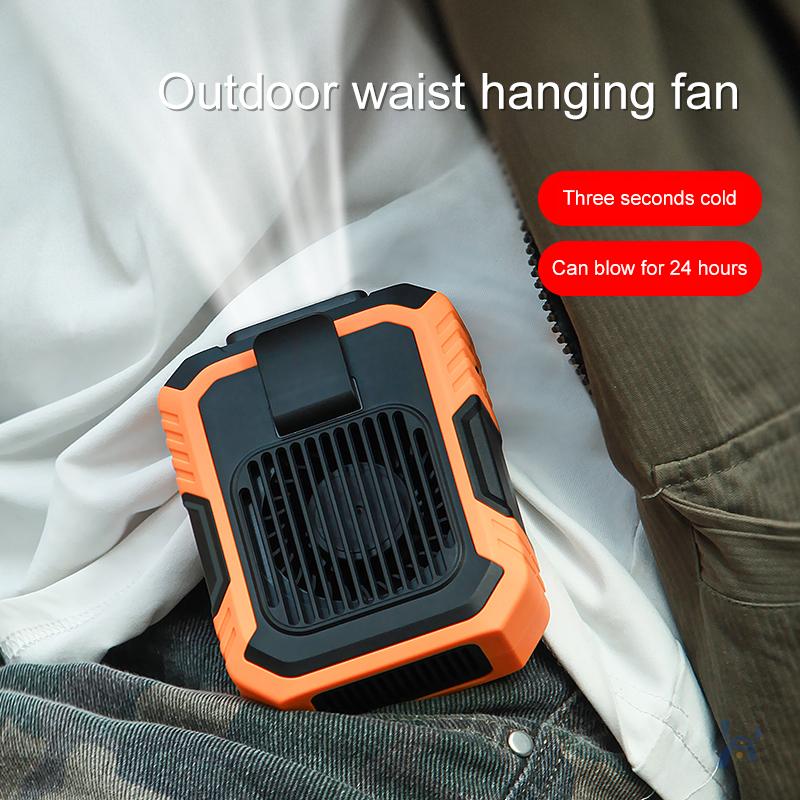 USB Neck Hanging Waist Fan Portable Fan Outdoor Work Hiking Camping Climbing Emergency Mobile Power Supply Wearable Fan Lighting