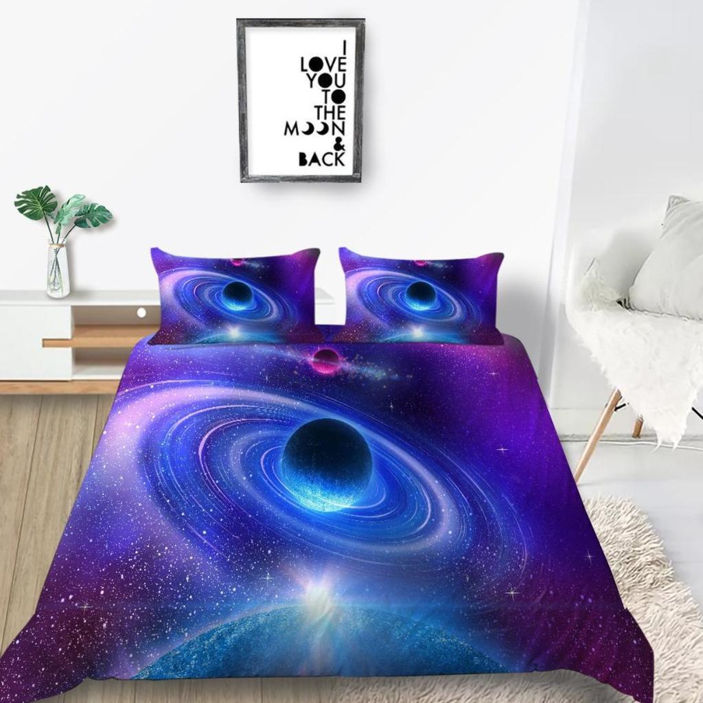 3D Cosmic Starry Sky Theme Printing Home Bedding Set Quilt Cover Pillowcase Bed Sheet/double Bed Full Size Bedding Home Decoration