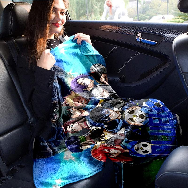 1pc Blue Rock Football Dreams Flannel Blanket Soft Warm Throw Blanket for Bedroom Living Room Bed Travel Camping Picnic Gift. MT7150186