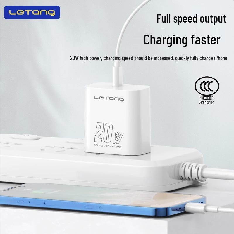 LeTang 20W PD Certified Fast Charger Set for iPhone – Includes Charger and Data Cable.