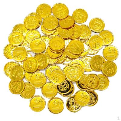 100 piezas de monedas de plástico para juguetes, regalos para fiestas de cumpleaños