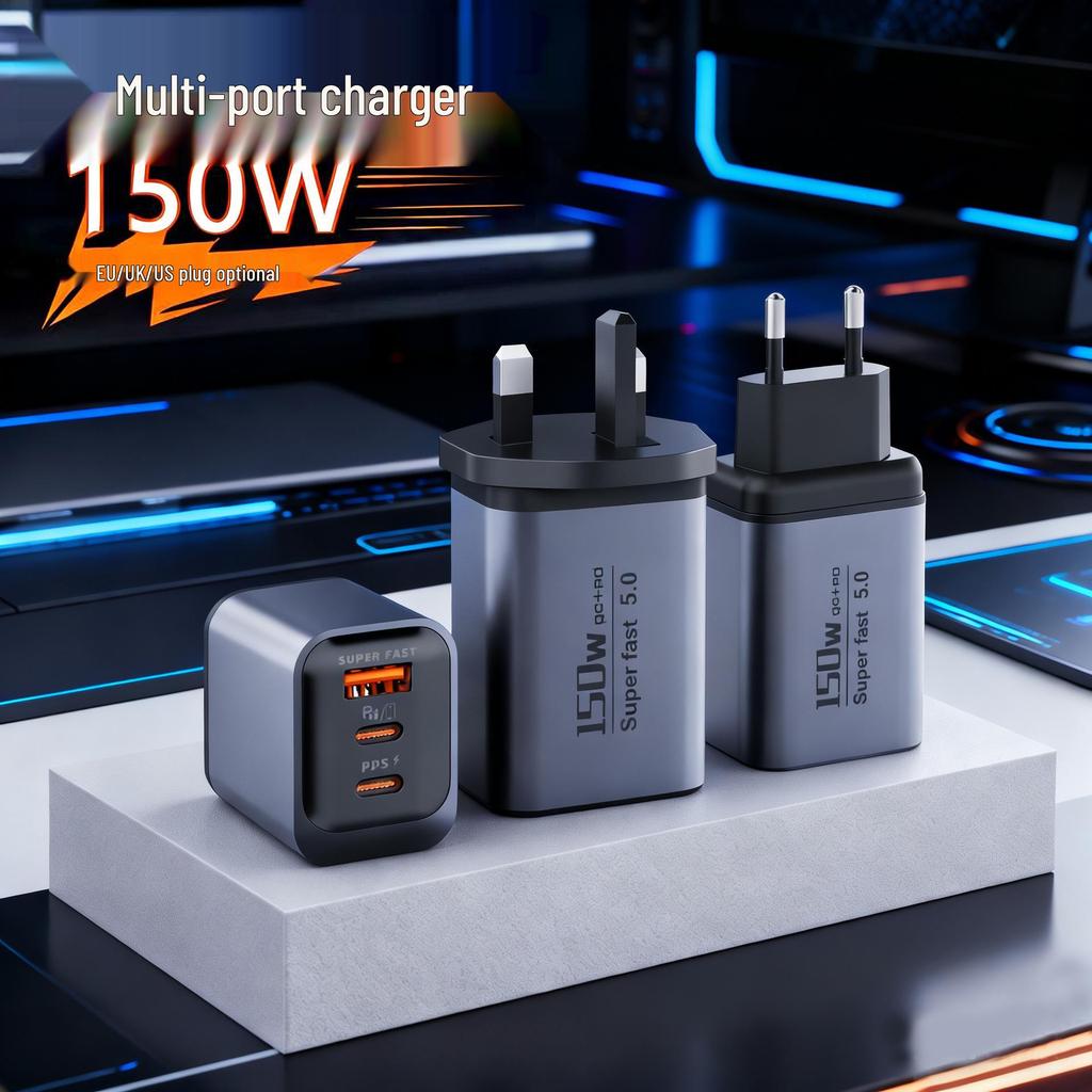 150W Dual Type-C Super Fast Charger for Huawei & Apple Phones, Universal Compatibility