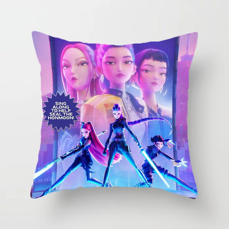 New K-Pop Demon Hunter Girl Group Animation Throw Pillow Peripheral Animation Printed Throw Pillow Game Chair Cushion Home Cushion