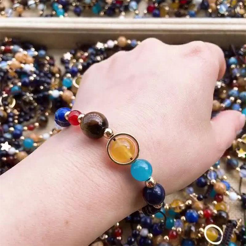 Cosmic Galaxy Solar System Bracelet Female Transfer Beads Eight Planets Natural Hand-woven Student Beads Natural Stone Bracelet