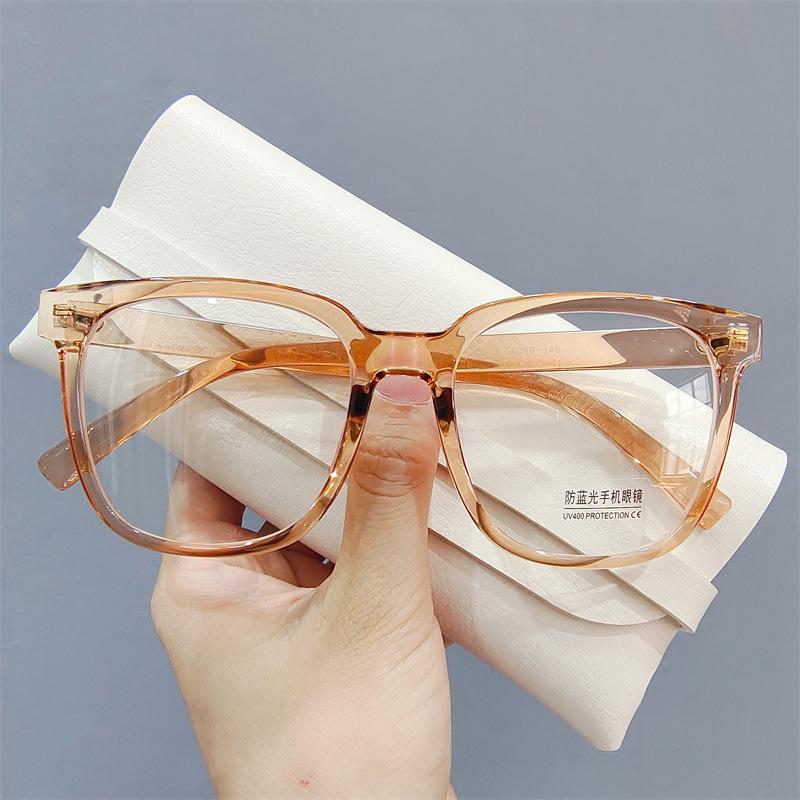 Brown Square Glasses TR90 Anti Blue Light Computer Eyewear For Men Women Myopic Vision 0 -1 5