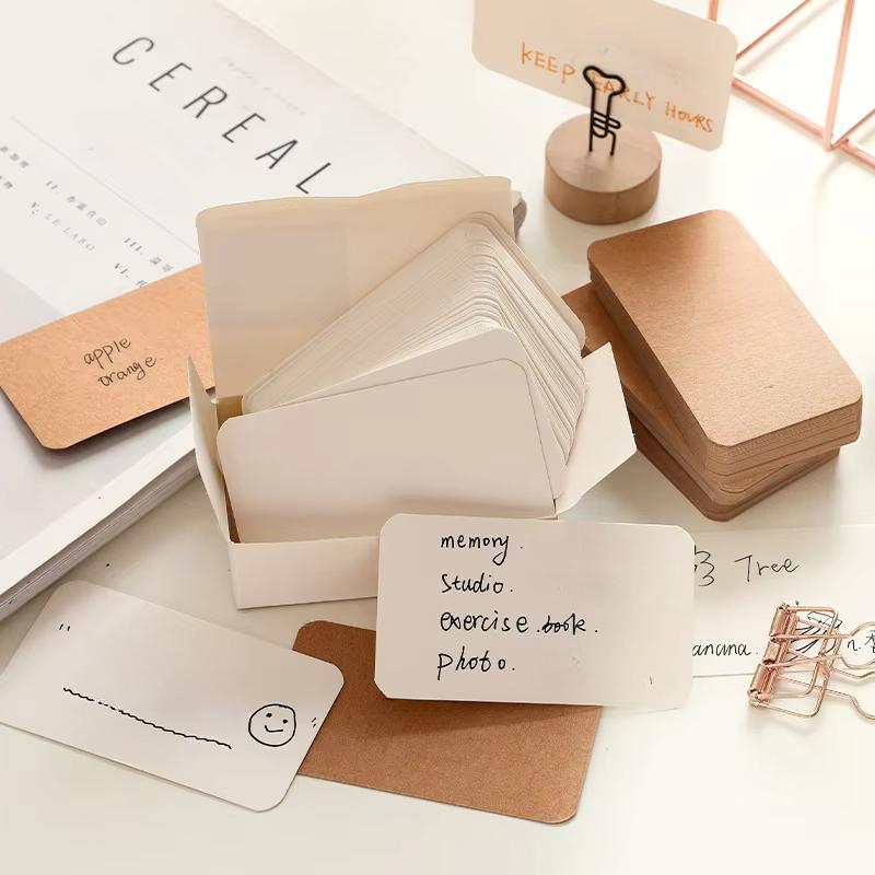 100pcs Color kraft Double-Sided Card On-the-Go Portable Message Card DIY mini Postcard Greeting Card