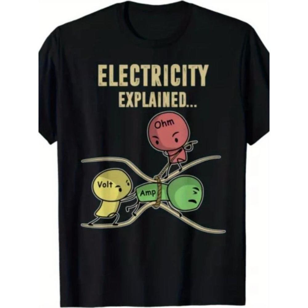 

European Sizes Men s Funny Ohm s Law Physics T-Shirt - Ohm s Law Electricity Graphic Tee _ Science-Themed Gift for Engineers XXXXXL