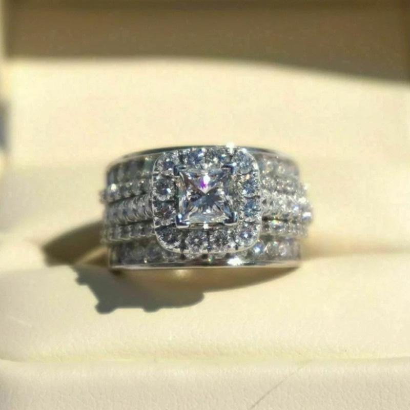 1 Stück Modischer eingelegter synthetischer Zirkon, Modischer vielseitiger Ring