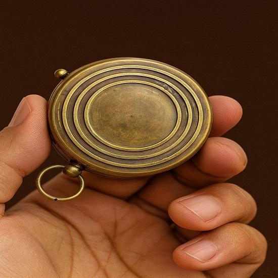 Nautical Brass Compass with 100-Year Calendar, Custom Engraved with Leather Case