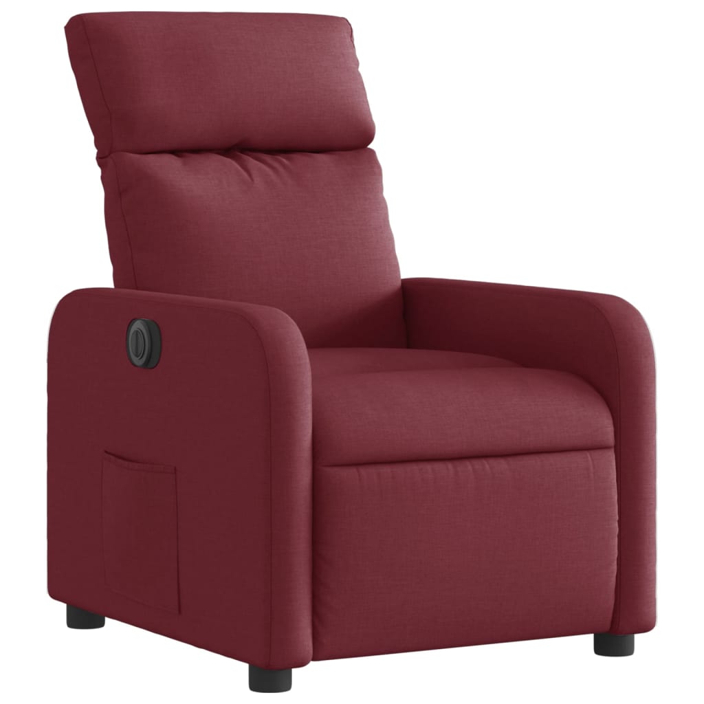 Vidaxl Electric Recliner, Wine Red, Fabric Upholstered