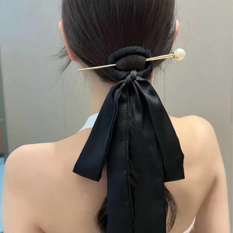 New Silk Scarf Printed Hair Sticks Chinese Style Elegant Women's Long Ribbon Hair Band Bandana Hair Stick Clip Hair Accessories