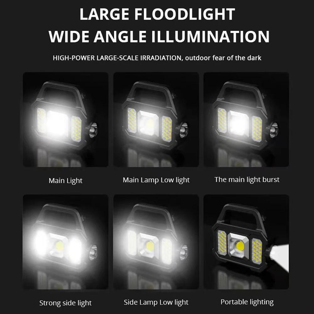 Solar Powered USB Rechargeable Power Bank for Camping Supplies 500 Lumens Powerful Lantern Waterproof 6-speed Rechargeable Light Portable Flashlight