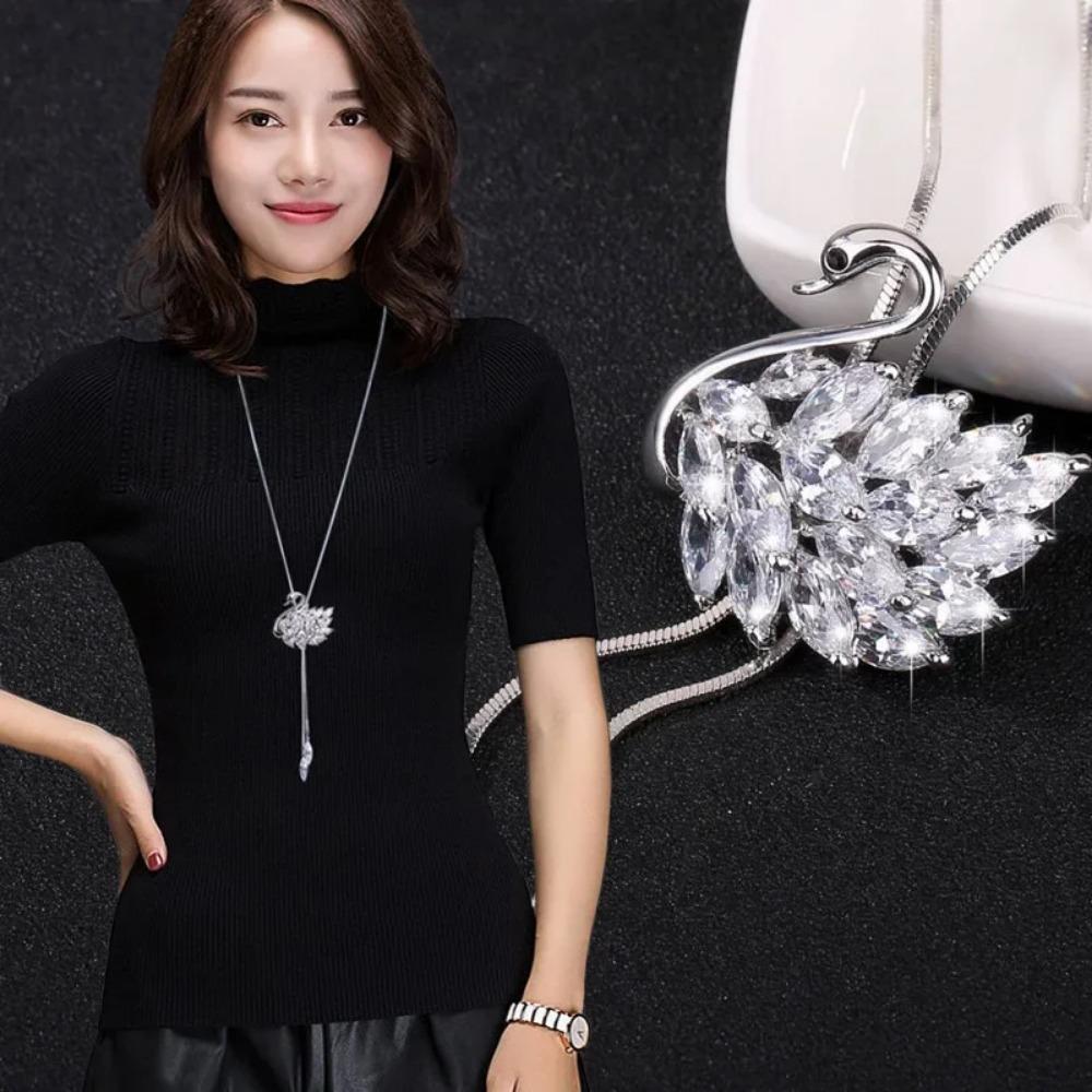 2025 New Elegant Simulated Pearl Choker for Women Silver Color Chain Long Necklaces Pendant Fashion Jewelry Accessories