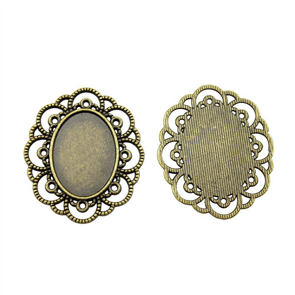 Oval Bezel Pendant Setting With Bail Fit 18x25mm Cabochon Blank Bases Tray