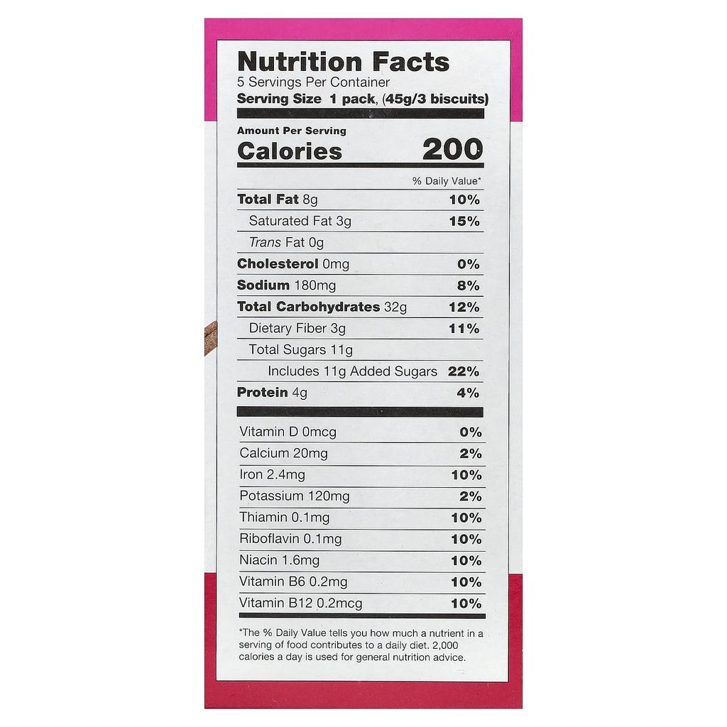 Sweet Loren's Breakfast Biscuits, Cinnamon Sugar, 5 Pack, 45g (1.6oz) Each