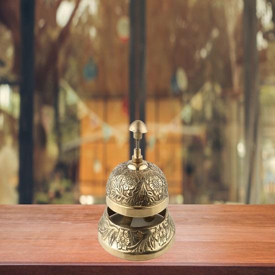 

Brass Reception Bell, Elegant Hotel Bell, Gold Table Bell