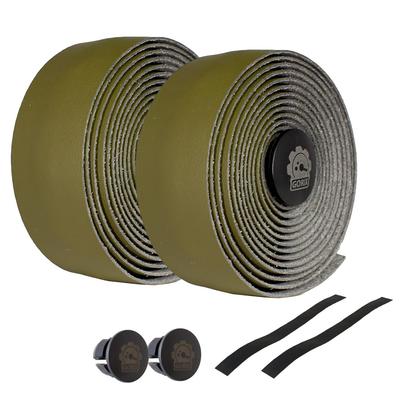 GORIX Leather-Look Bar Tape for Bicycles and Road Bikes (GX-GLB) Handlebar Grip Tape with Shock Absorption for Stylish Bicycle Customization (Olive)