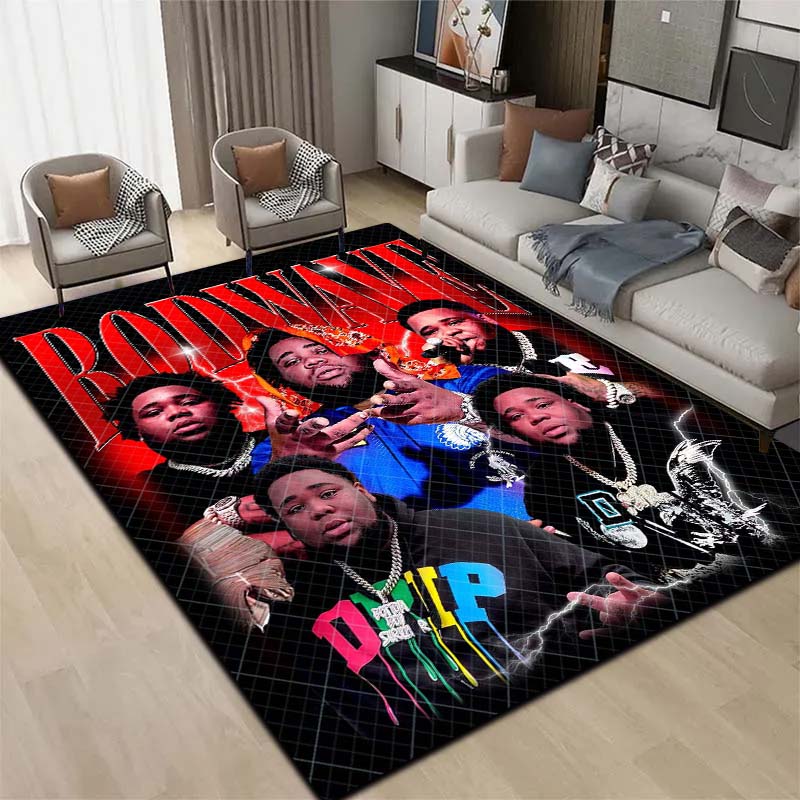 3D  Hip Hop Rapper Carpet Rod Wave Home Living Room Bedroom Decoration Flannel Comfortable Anti slip Area Corridor Carpet Gift