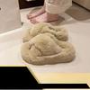 Fashion 2025 Autumn/Winter Candy Color Plush Slippers, Women's Plush Thick Sole Plus Size Cotton Slippers