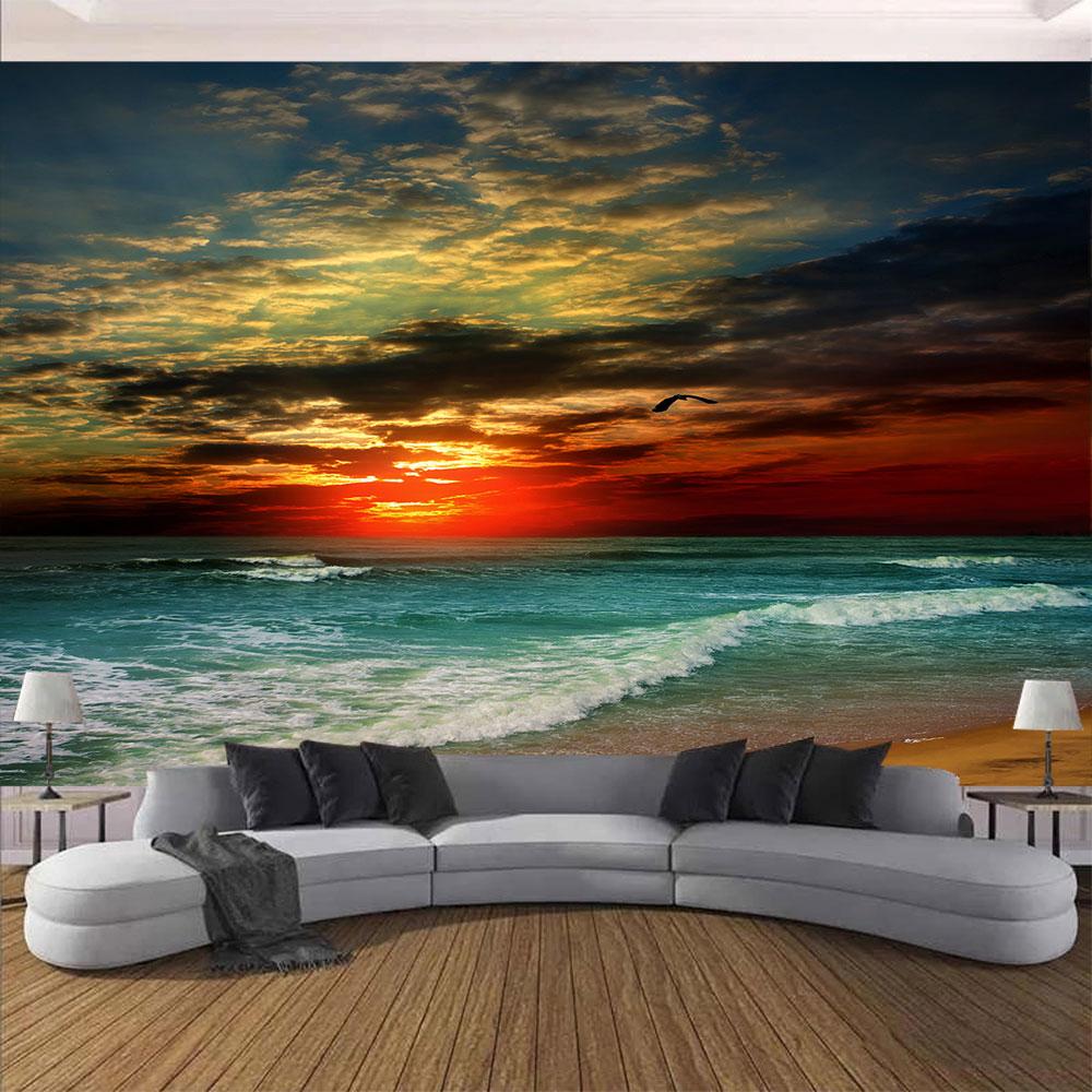 Beach Starry Tapestry Home Decor Living Room Natural Moon Sea Landscape Tapestry Fabric Hippie Wall Hanging Tapestry tapiz